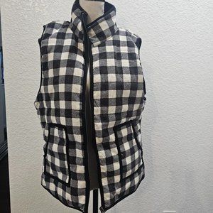 Black and White Gingham Vest - Zip Up - Pockets
